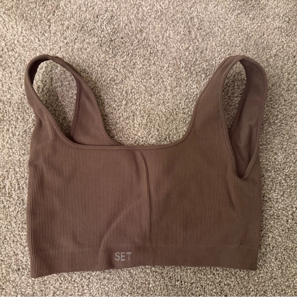 SET Active Ribbed sets in Emerald Green & Cafe Brown Activewear - Picture 5 of 7